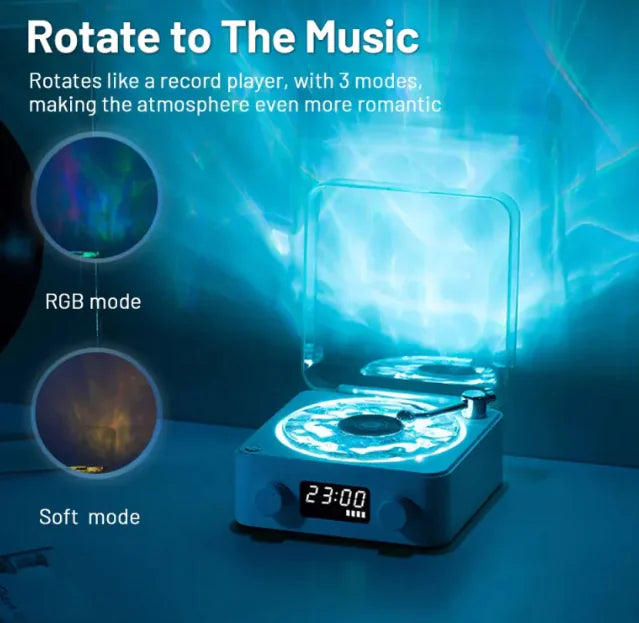 Retro Turntable Bluetooth Speaker with RGB