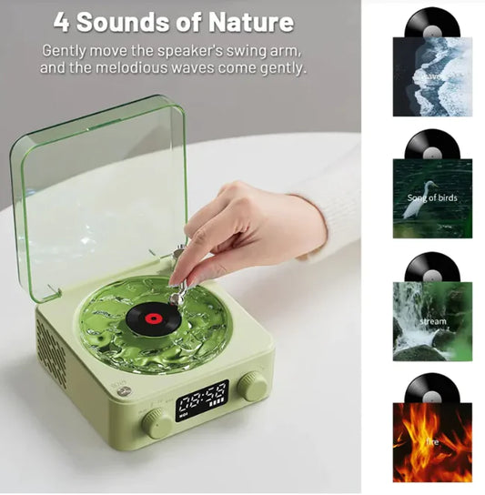 Retro Turntable Bluetooth Speaker with RGB